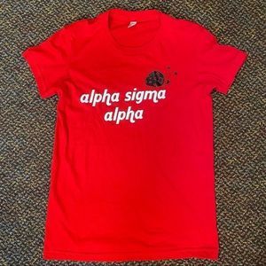 Alpha Sigma Alpha red T shirt ladybug